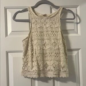 Boho Cream Embellished Lace Tank Top